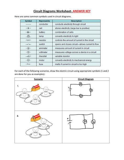 circuits and symbols worksheet answer key